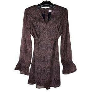 The Nicole Richie Collection V Neck Pink Black Ruffle Sleeve Dress Small